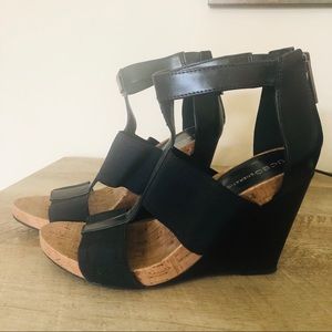 BCBGeneration Wedge Ankle Strap Sandals EUC